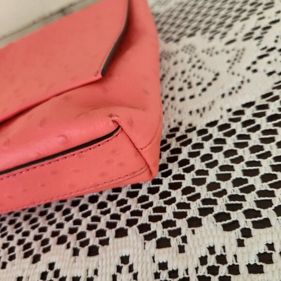 Euc Kate Spade Portola Valley Ostrich Embossed Leather Satchel Handbag - Picture 8 of 15